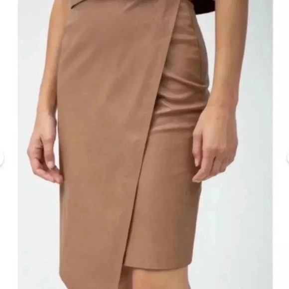 Anthropologie n: Philanthropy Brown Faux Leather Midi Skirt Size X-Small - Picture 1 of 5